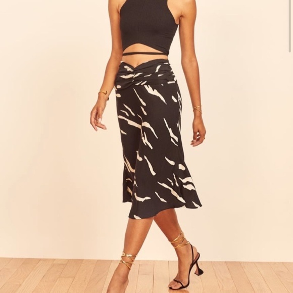 Reformation Black & White Matilda Skirt